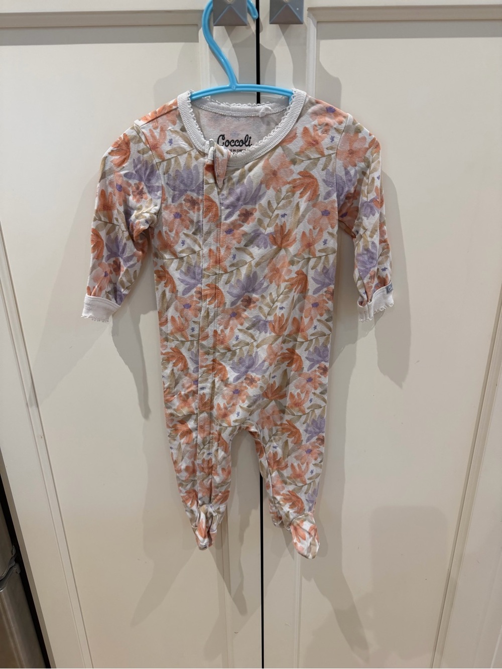 Coccoli 3m Peach & Lavender Floral Footed One-Piece